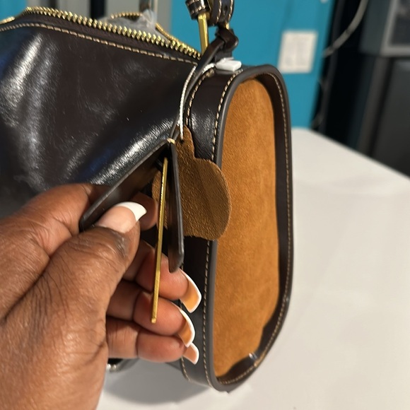 Chocolate and rust suede handbag, shoulder or handheld - Picture 10 of 10